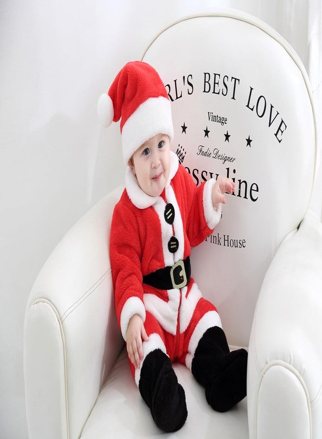 Ayalinggo Baby Santa Costume Newborn Infant Christmas Outfit Toddler Kids Long Sleeve Fleece Tops Pants With Hat Xmas Outfit (Red, 3-6 Months) - Image 5